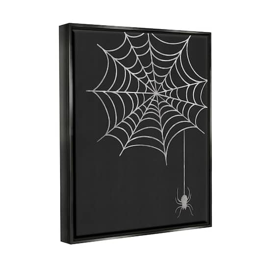 Stupell Industries Dangling Spider Web Insect Framed Floater Canvas Wall Art